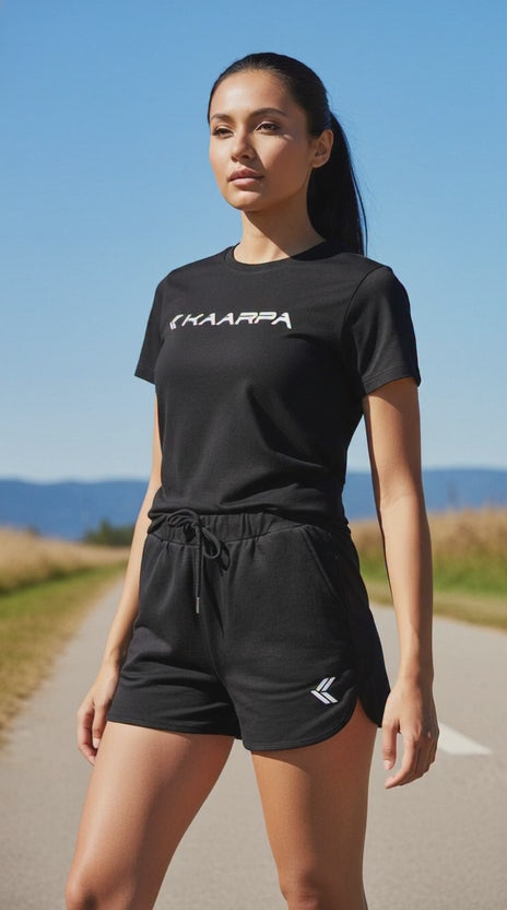 WOMEN'S DARK BLACK T-SHIRT